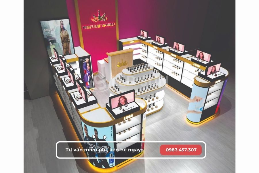 thiết kế gian hàng trong trung tâm thương mại