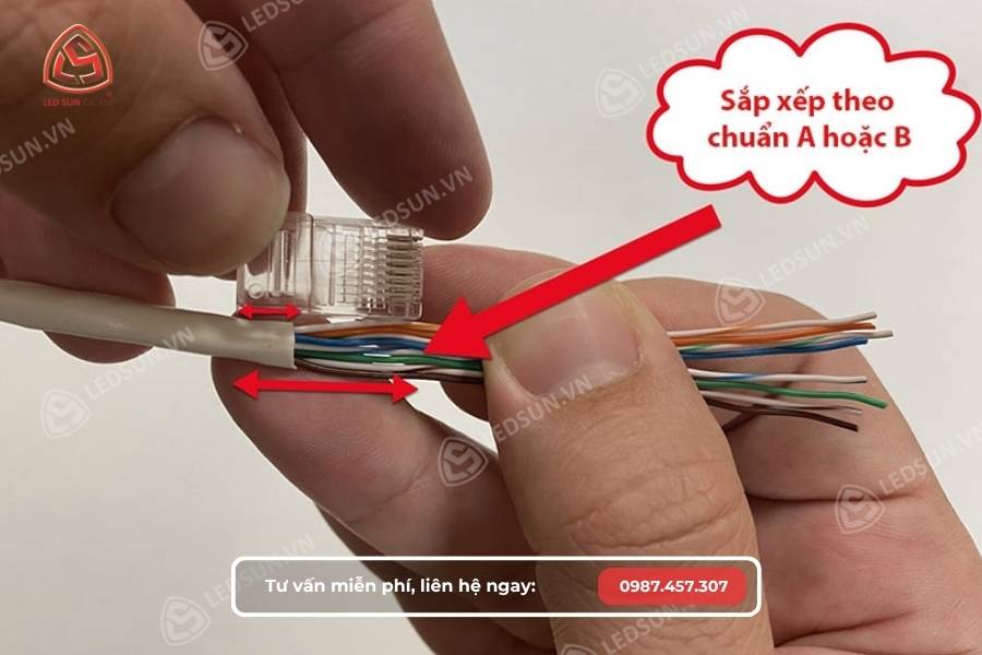 Sắp xếp lõi dây theo chuẩn A và B